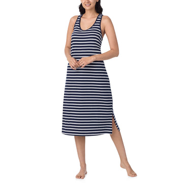 Cotton Racerback Sleep Dress - Full Length with Side Slit