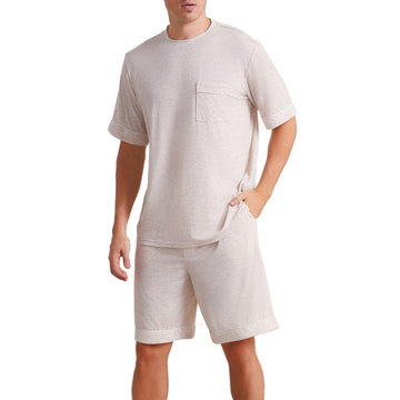 Men's Lightweight Pajama Set - Short Sleeve with Pockets
