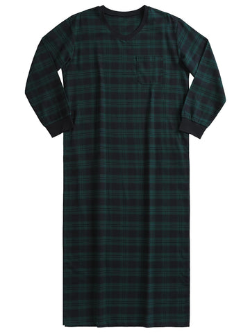 Men's Long Flannel Nightshirt - Full Length with Pockets
