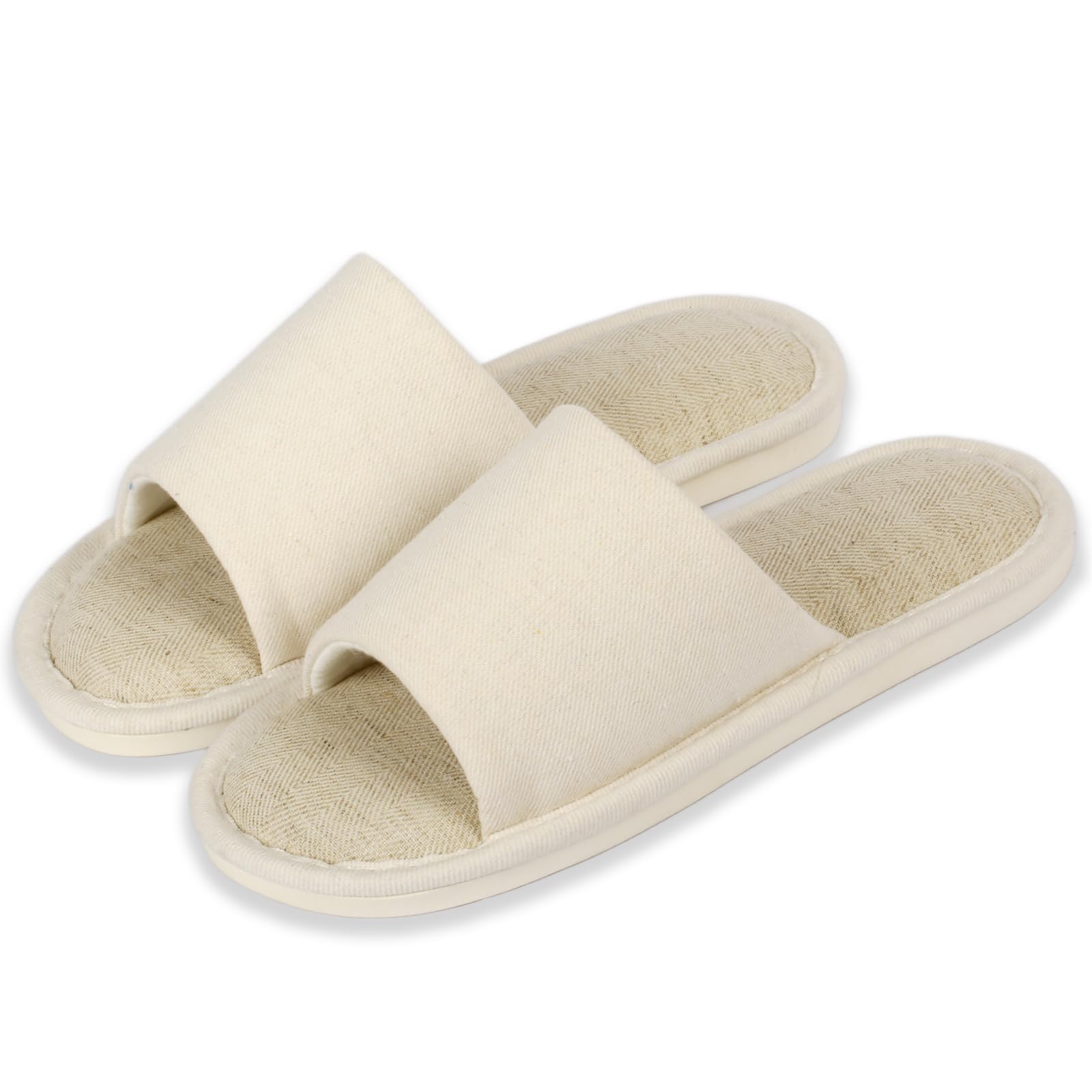 Memory Foam House Slippers - Breathable Linen Slides