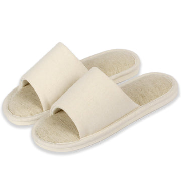 Memory Foam House Slippers - Breathable Linen Slides