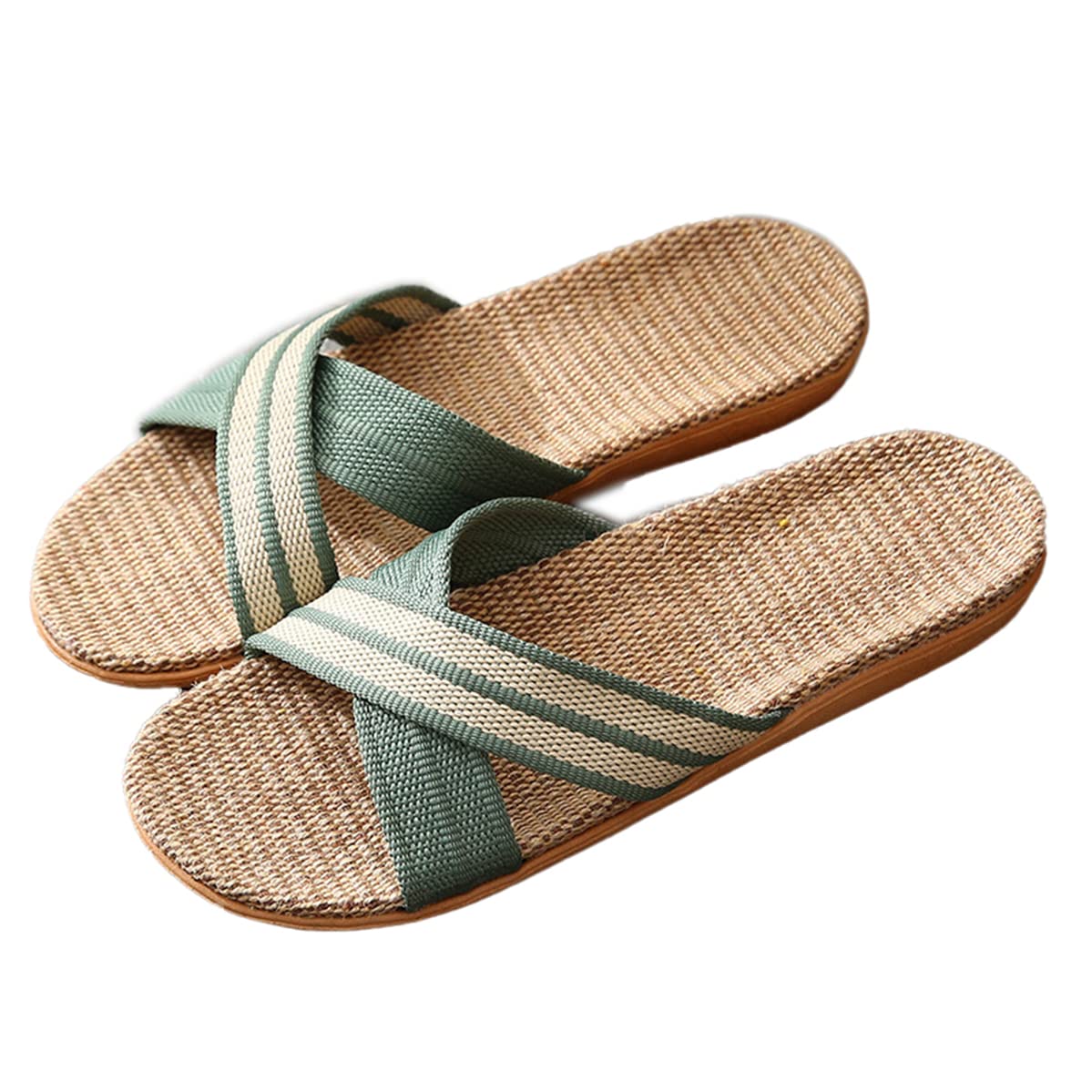 Breathable Linen Slide Slippers - Open-Toe & Cushioned Sole