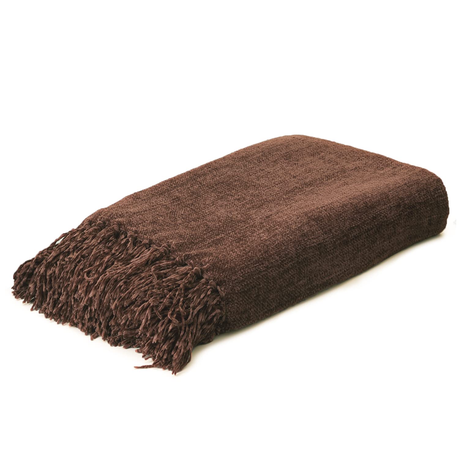 Chenille Throw Blanket - Handmade Fringe 50x60 Inches