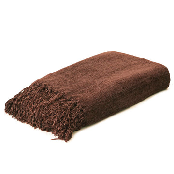 Chenille Throw Blanket - Handmade Fringe 50x60 Inches