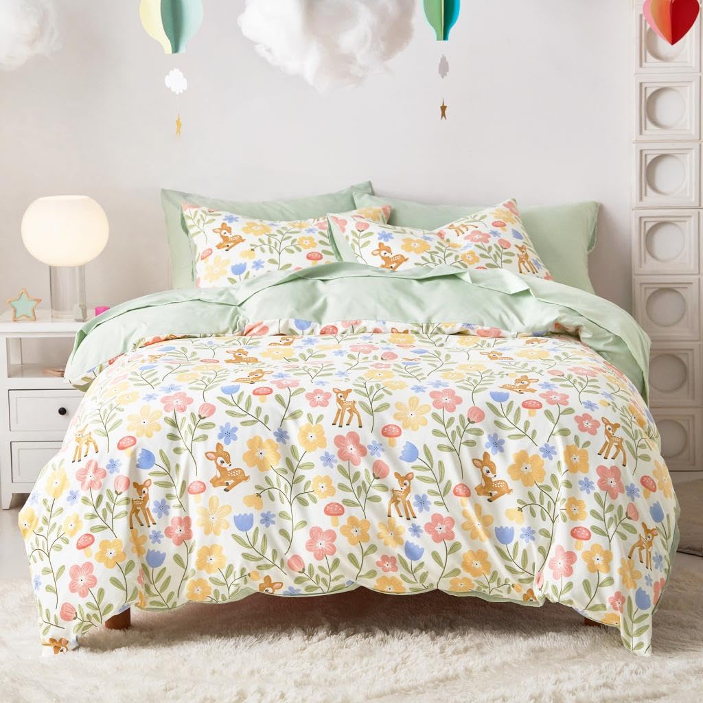 Botanical Twin Bedding Set - Floral & Deer 5-Piece
