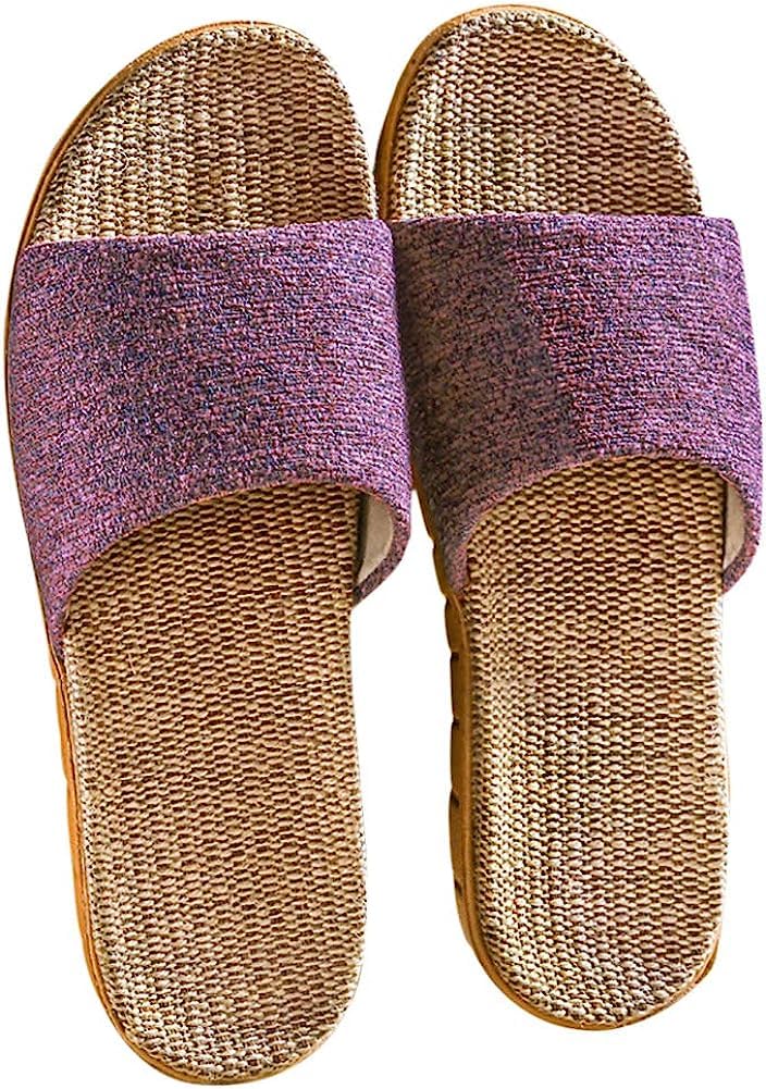 Breathable Linen Slippers - Open-Toe Massage Sole