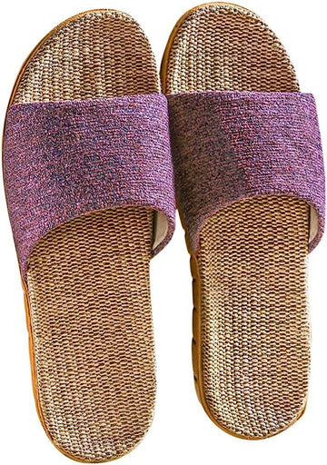 Breathable Linen Slippers - Open-Toe Massage Sole
