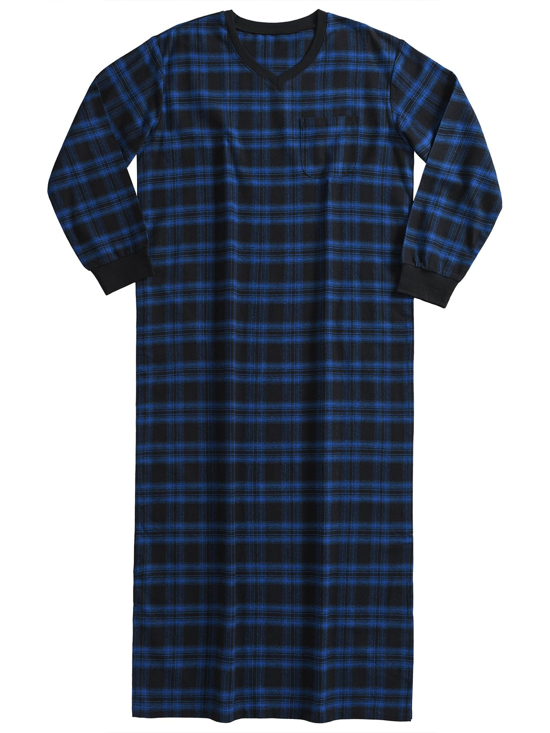 Men's Long Flannel Nightshirt - Full Length with Pockets
