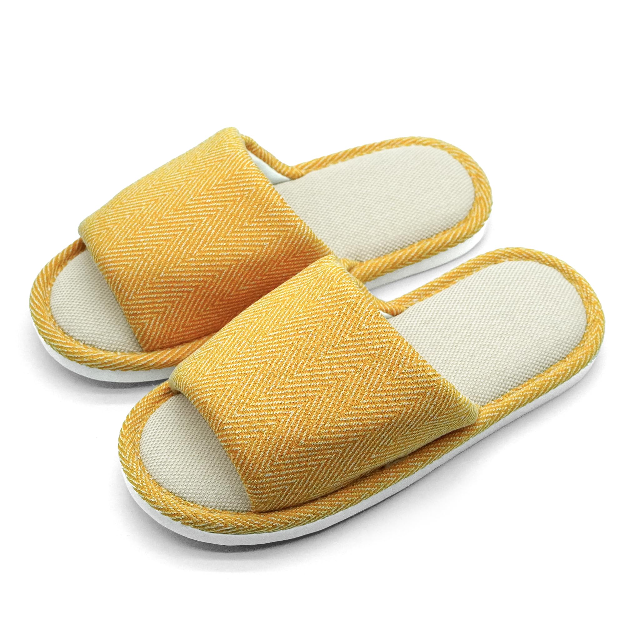 Unisex Memory Foam Slippers - Open-Toe Linen Blend