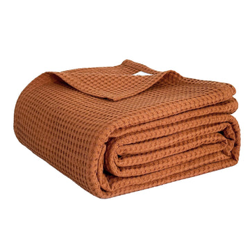 Cotton Waffle Weave Throw - Lightweight & Breathable