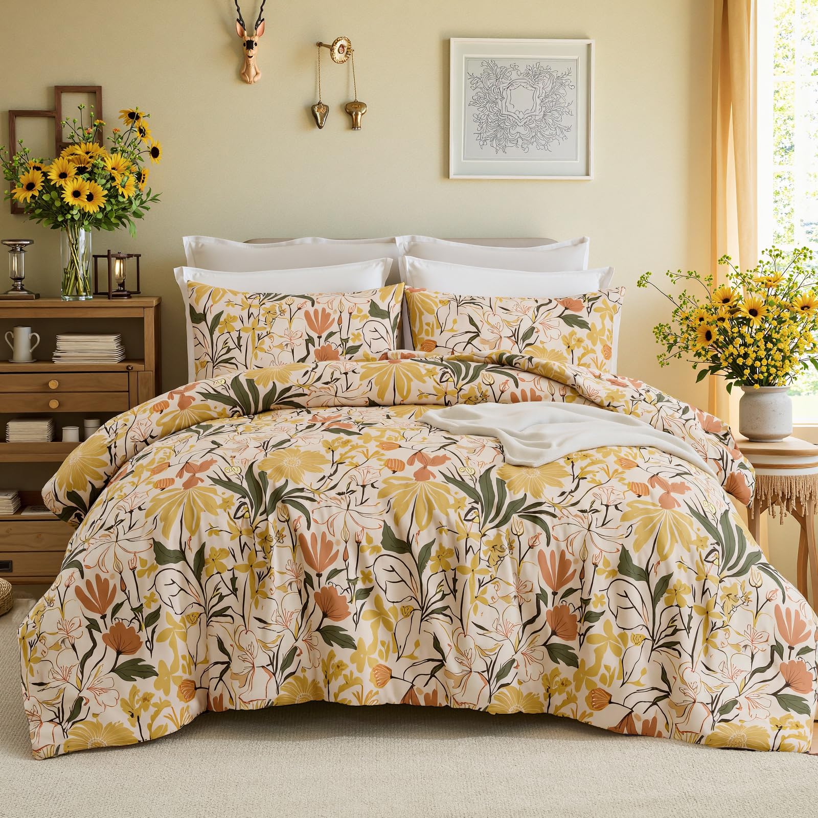 Cotton Comforter Set - Floral Garden Theme