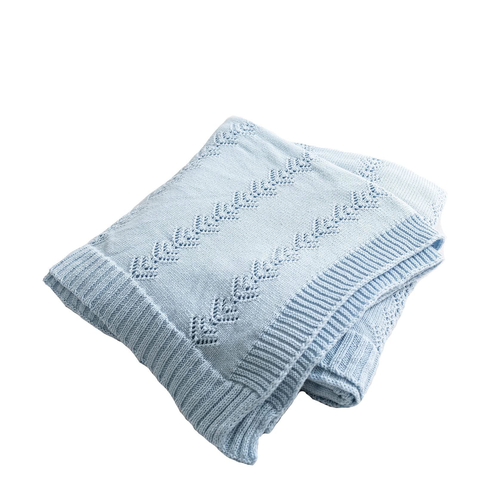 Cotton Knit Throw Blanket - Diamond Pattern 51x63 Inches