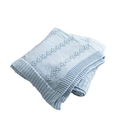 Cotton Knit Throw Blanket - Diamond Pattern 51x63 Inches